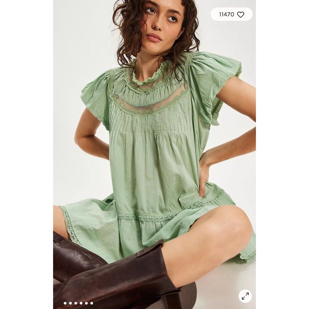 Free People Clarise Mini Dress Women’s Medium Aqua foam Green Whimsy Fairy